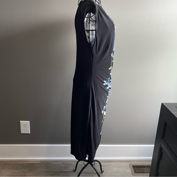 Lauren Ralph Lauren Black and Blue Floral Sheath Dress Size 10 - Picture 4 of 8